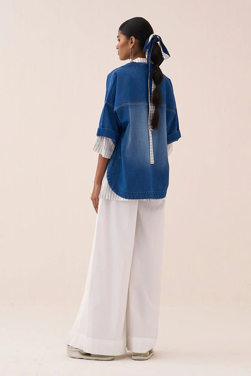 Floral Emb. V Neck Top