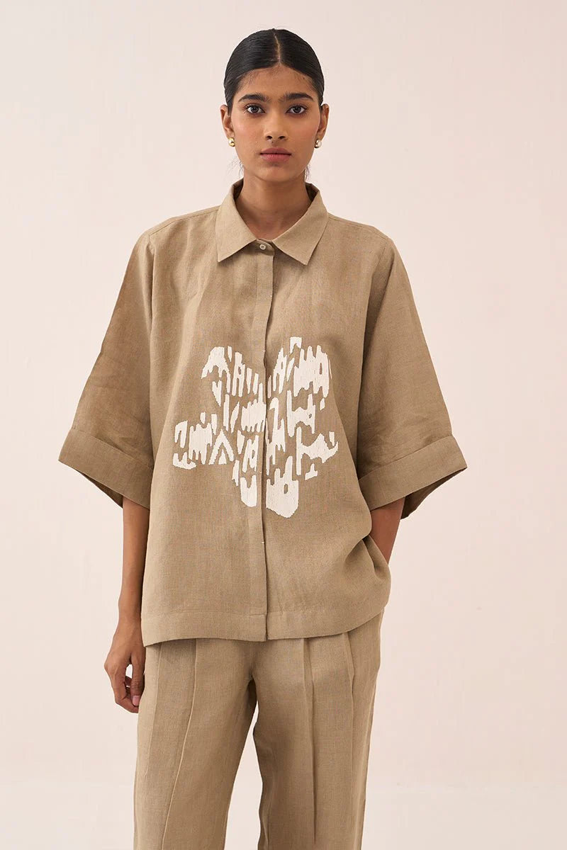 Floral Emb. Boxy Shirt