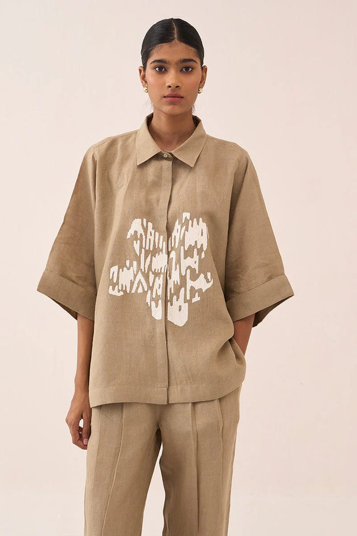 Floral Emb. Boxy Shirt