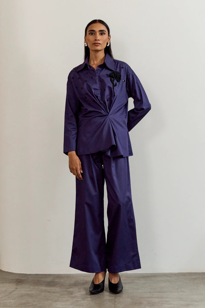 Flower Brooch Shirt Coord