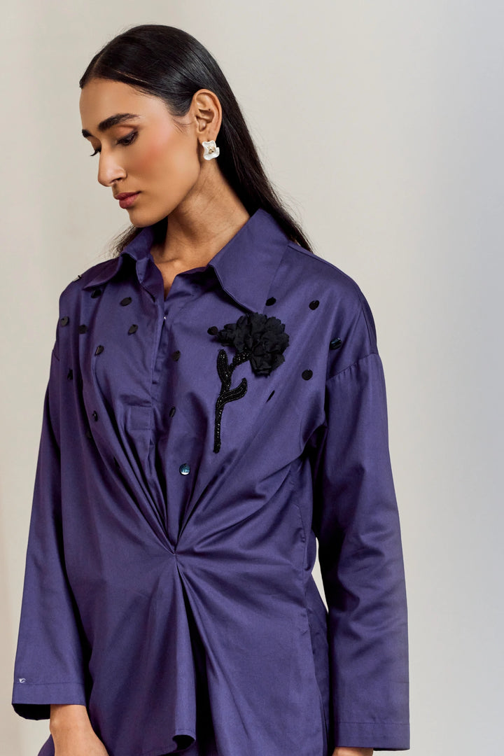 Flower Brooch Shirt Coord