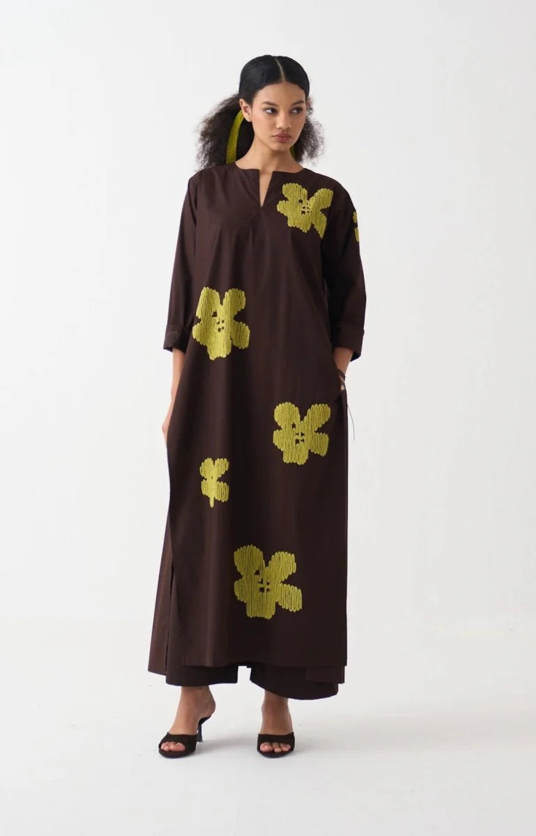 Floral Emb. Back Pleat Tunic Co-ord (Set of 2 )