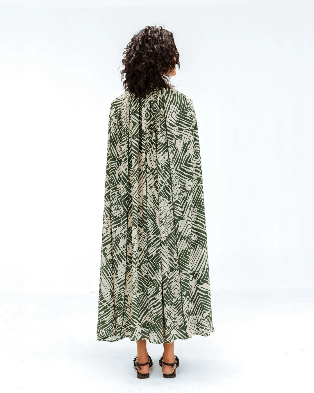 Florix Print Crepe Cape Dress