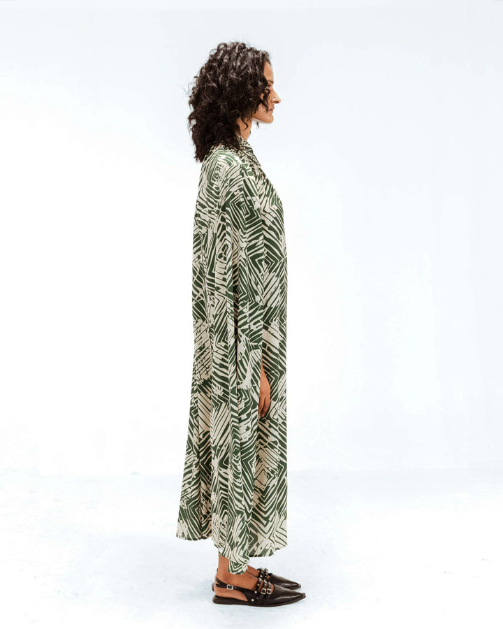 Florix Print Crepe Cape Dress