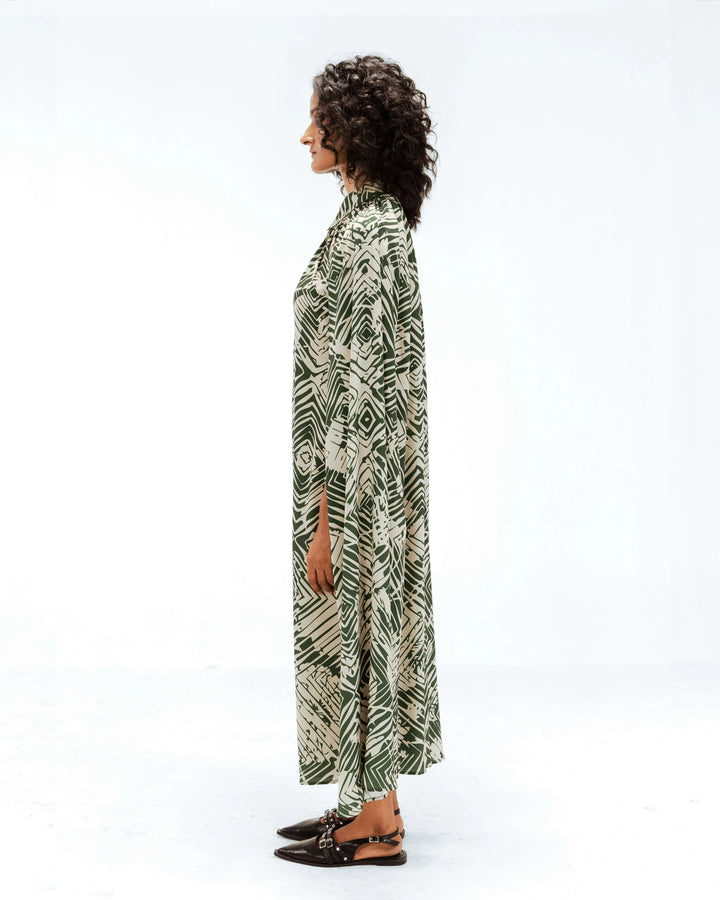 Florix Print Crepe Cape Dress
