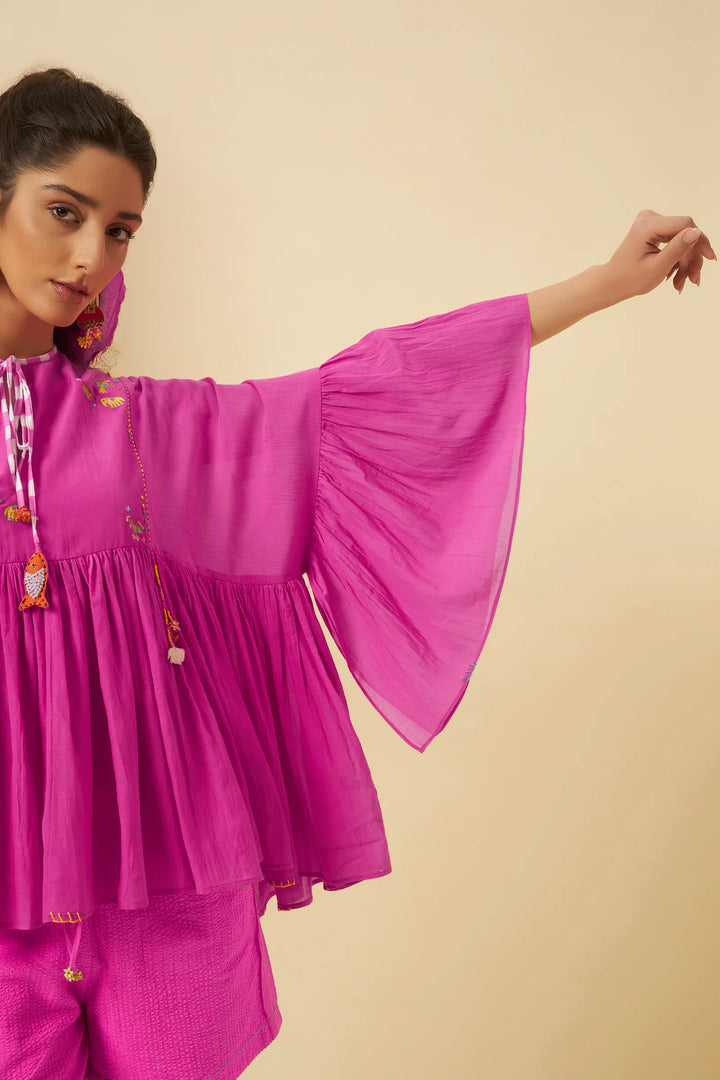 Fuschia Pink Tier Top