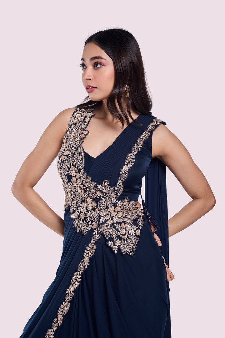 Faux Slash Drape Saree