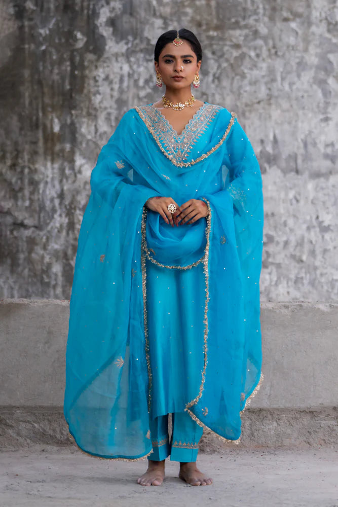 Firozi Straight Kurta Set