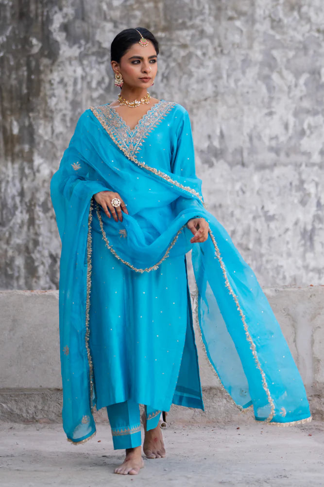 Firozi Straight Kurta Set