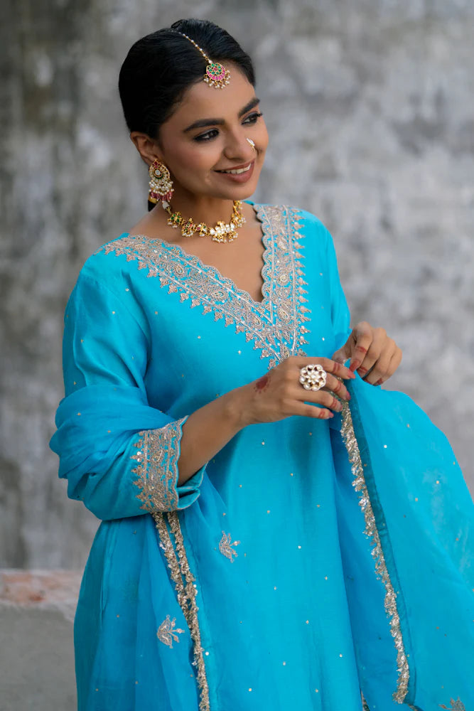 Firozi Straight Kurta Set