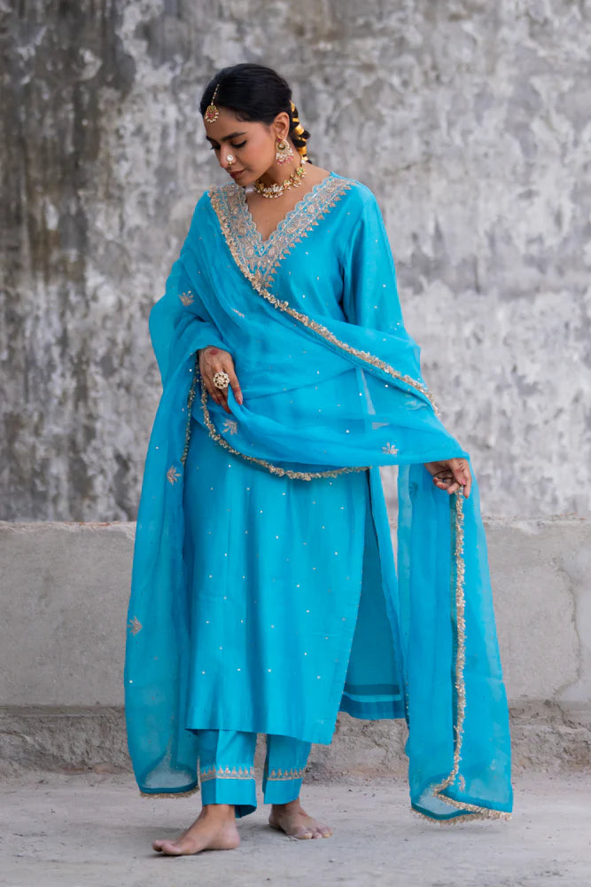 Firozi Straight Kurta Set