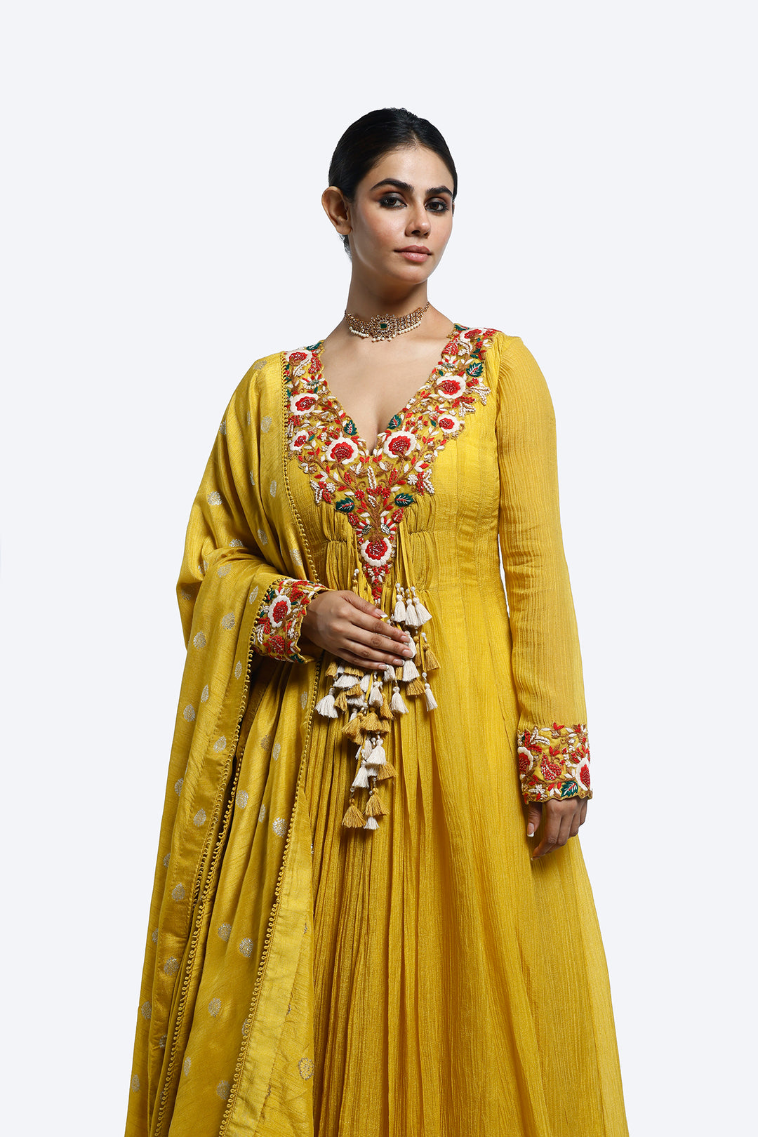 Floral Thread Embroidered Anarkali
