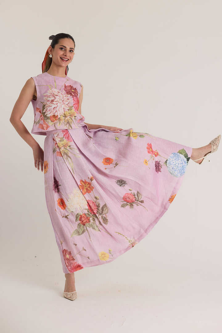 Giggle Berry Linen Top & Skirt Set
