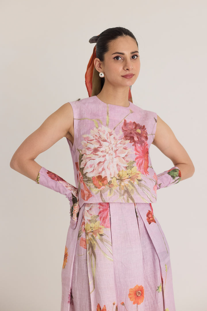 Giggle Berry Linen Top & Skirt Set