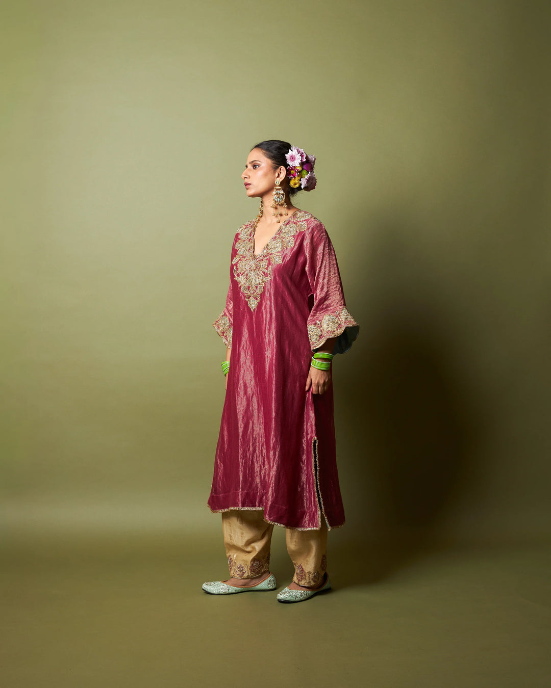 Gulnaar embroidered kaftan set