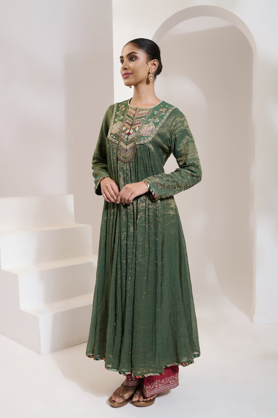 samsara kali kurta set green