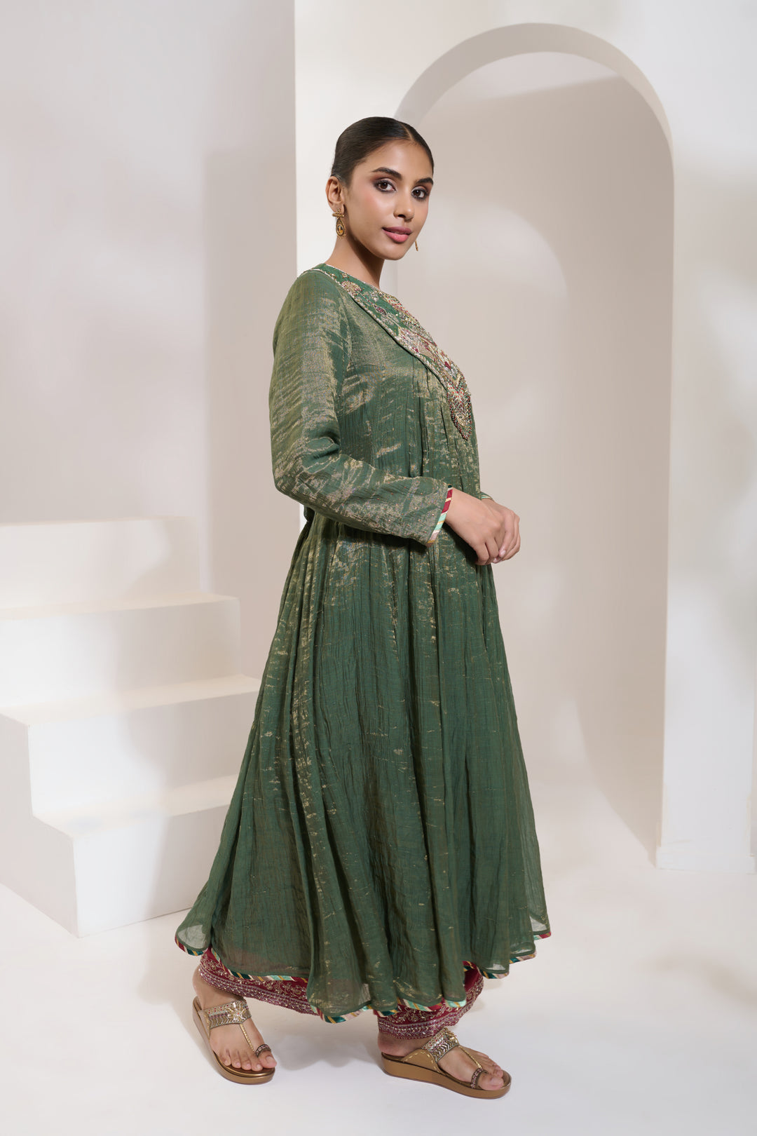 samsara kali kurta set green