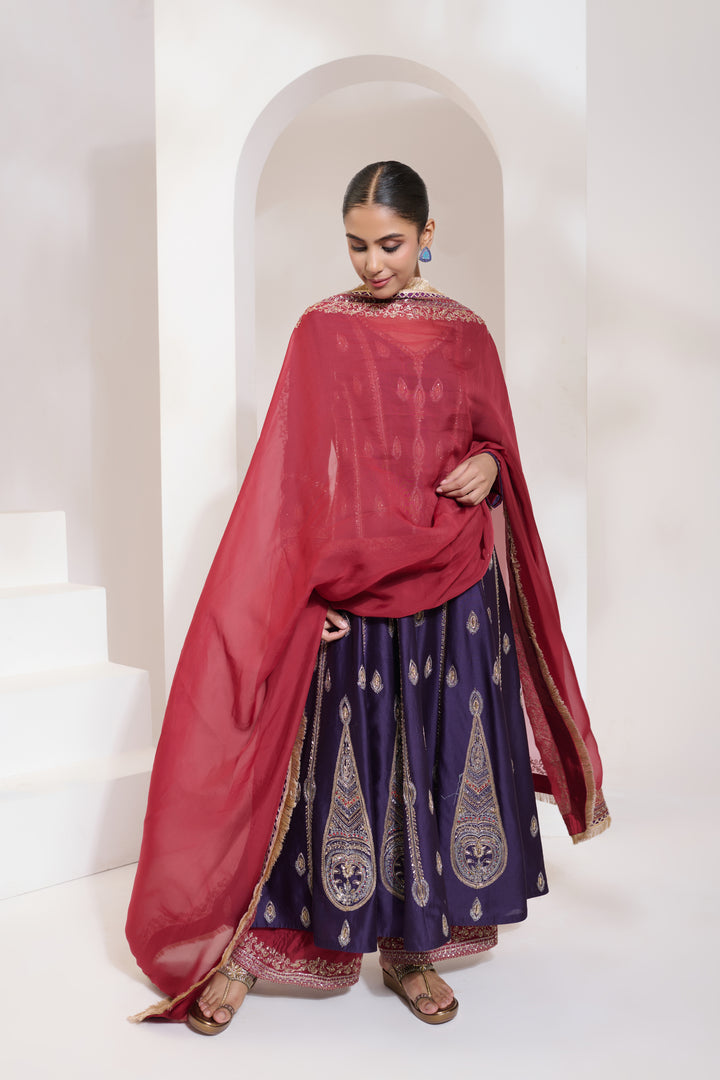 afsana anarkali set purple-red