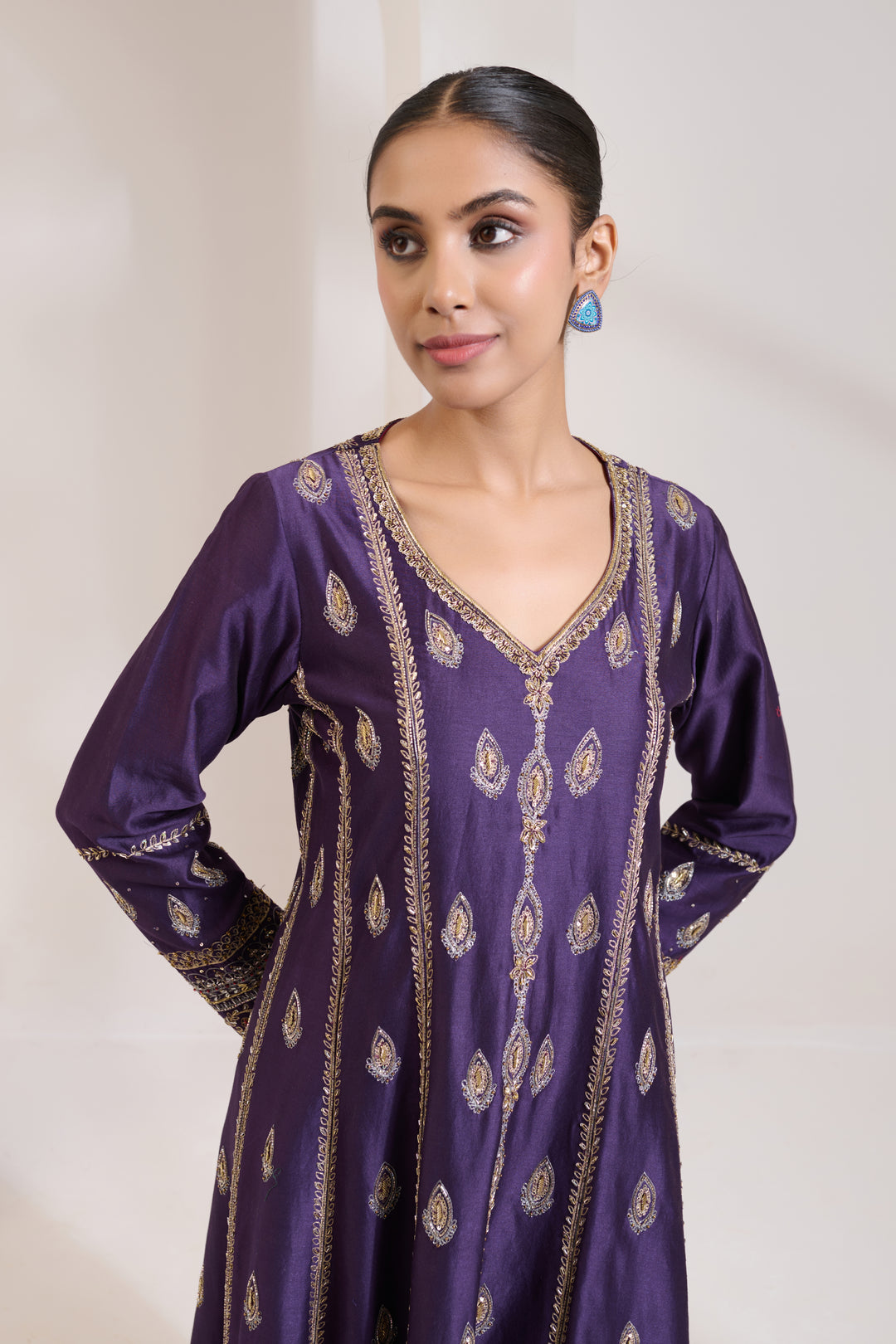 afsana anarkali set purple-red