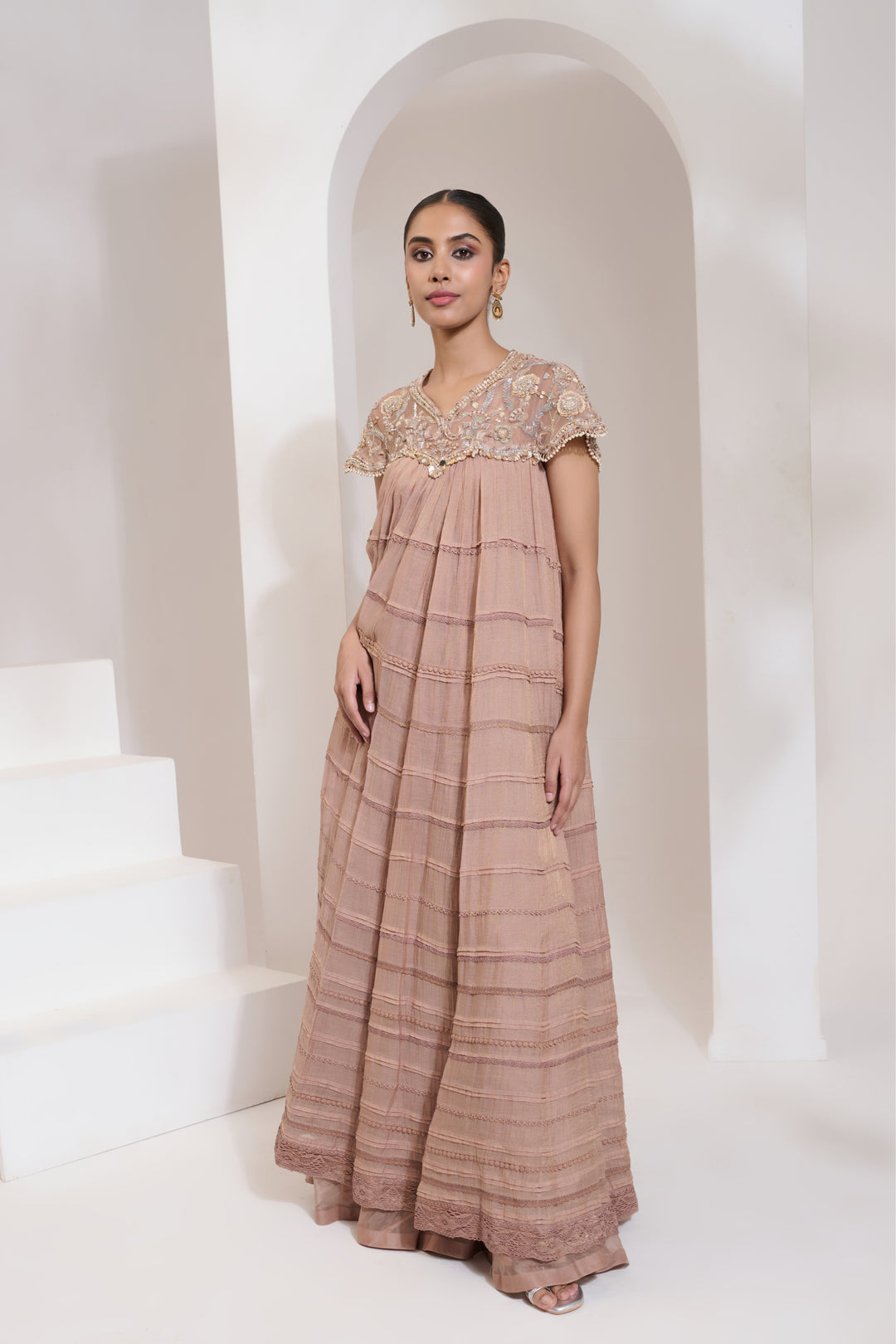 Arya cape anarkali dirty blush