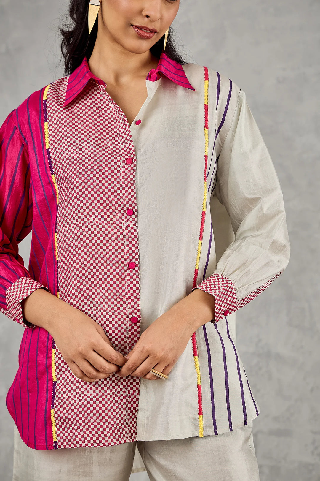 Grey Block Printed Patch Co-Ord Set