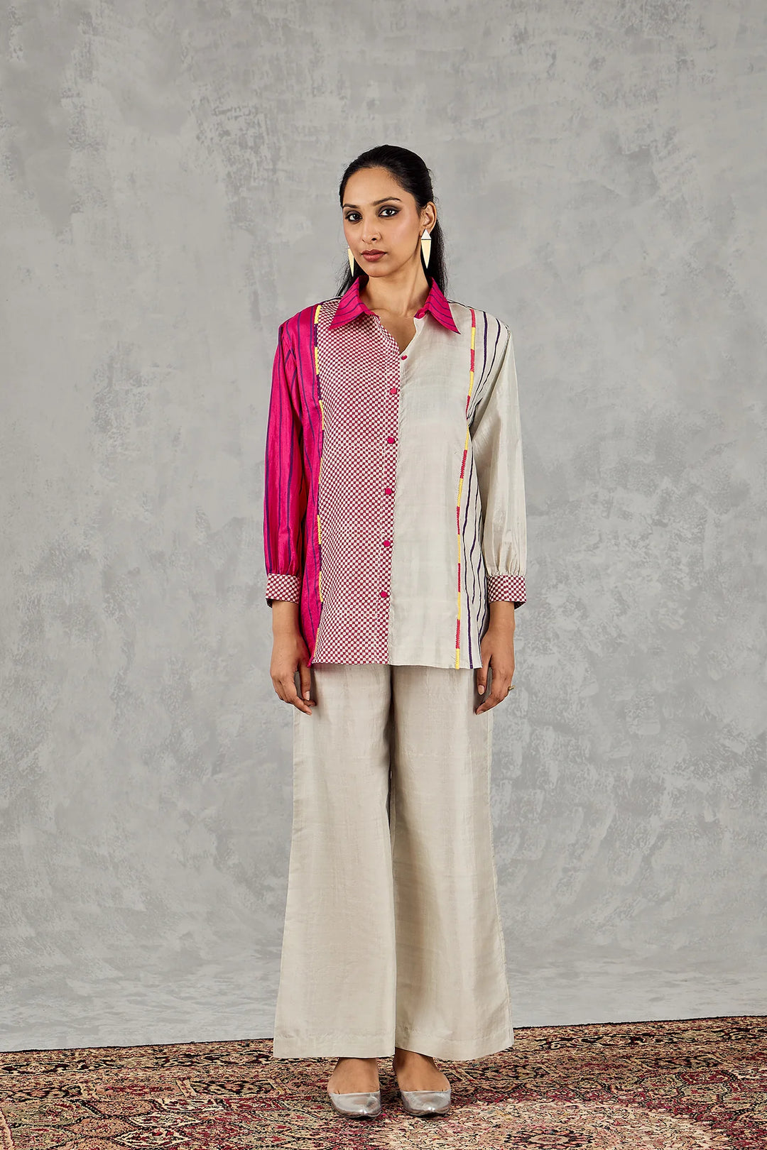 Grey Block Printed Patch Co-Ord Set