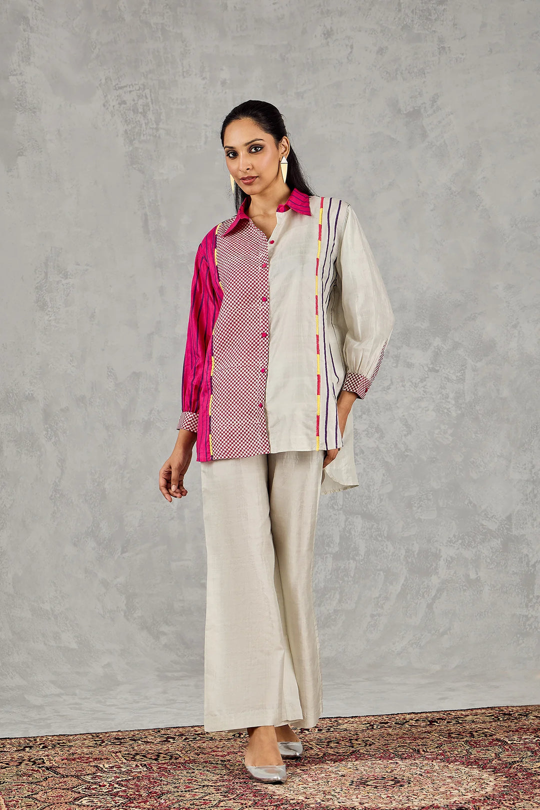 Grey Block Printed Patch Co-Ord Set