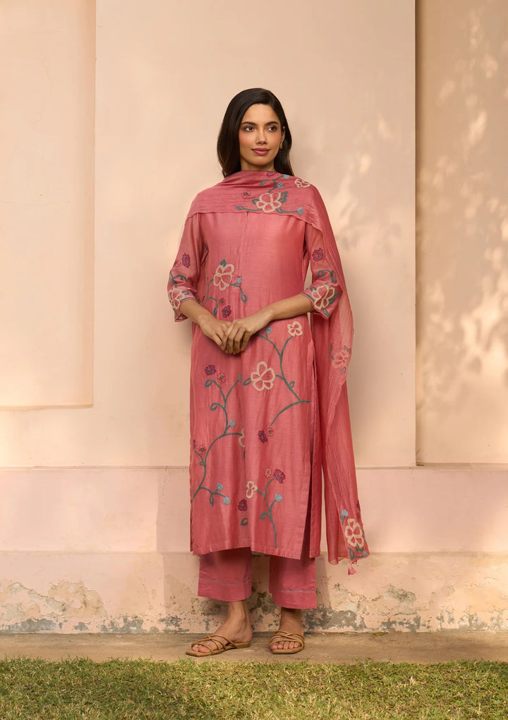 Hibiscus Applique Kurta Set