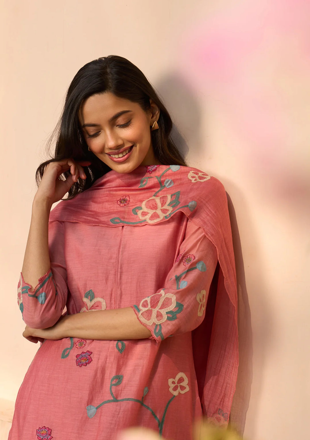 Hibiscus Applique Kurta Set