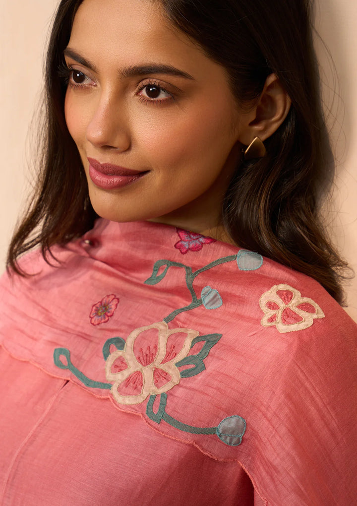 Hibiscus Applique Kurta Set