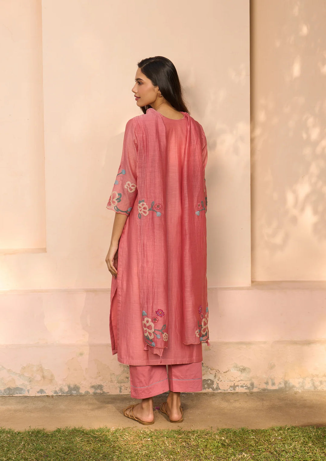 Hibiscus Applique Kurta Set