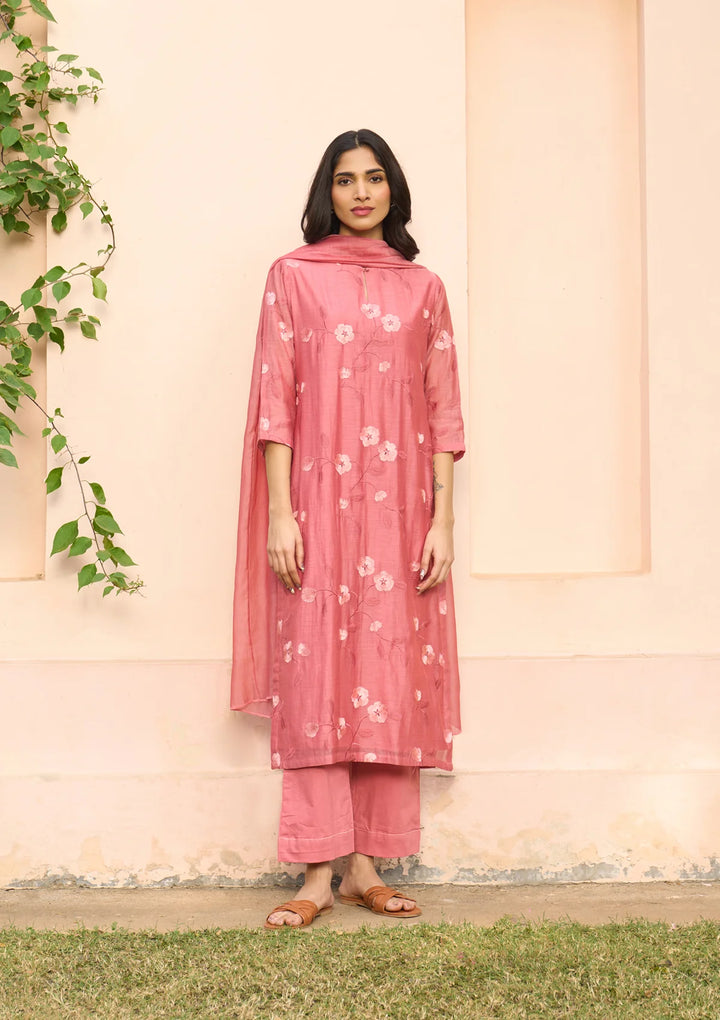Hibiscus Embroidered Kurta Set