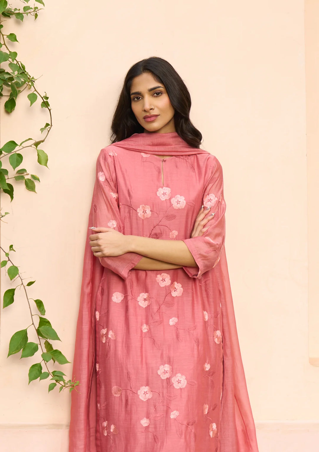 Hibiscus Embroidered Kurta Set