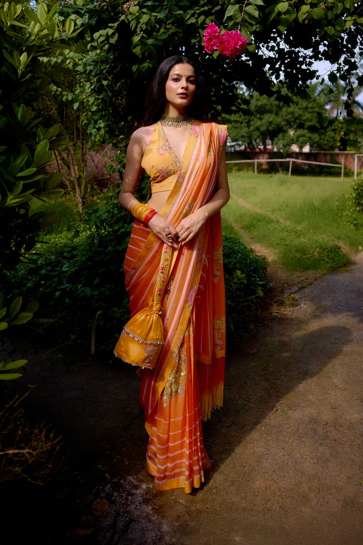 Haseena Peach Orange Saree
