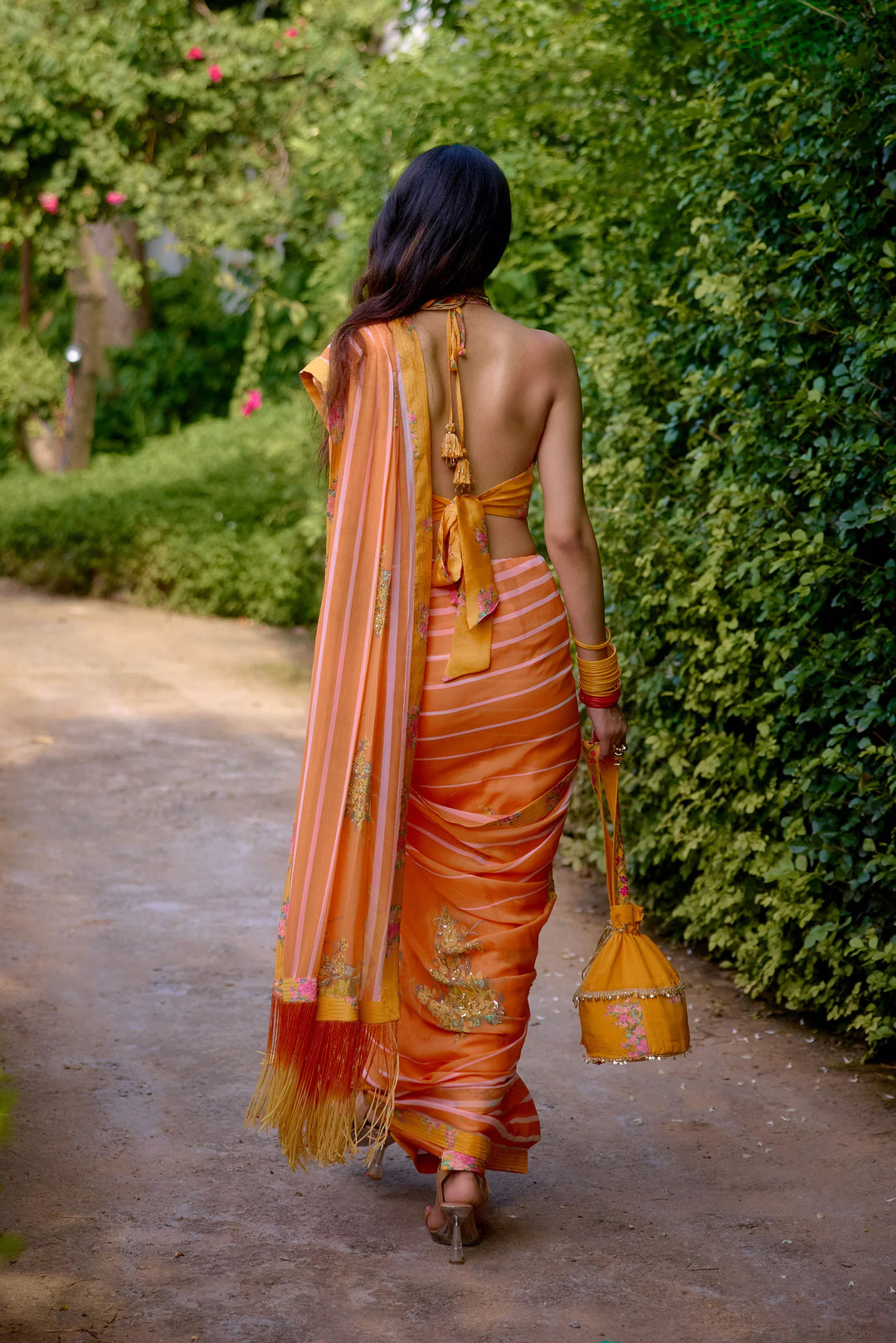 Haseena Peach Orange Saree