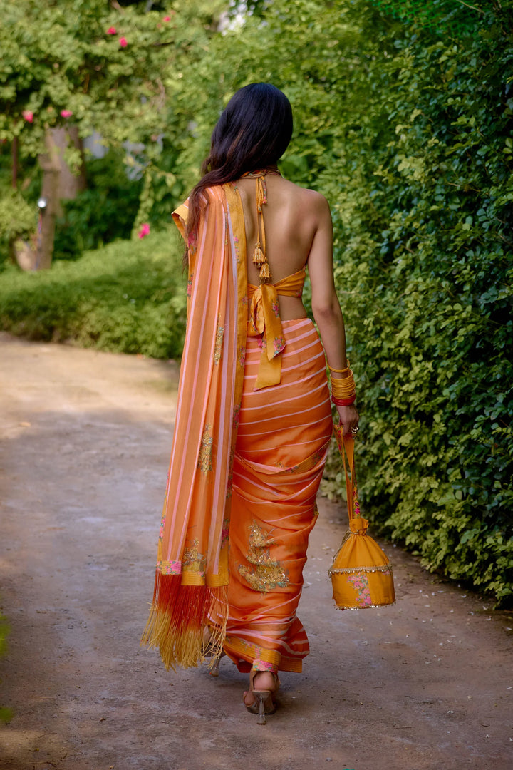 Haseena Peach Orange Saree