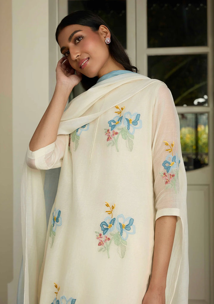 Ivory Floral Kurta Set