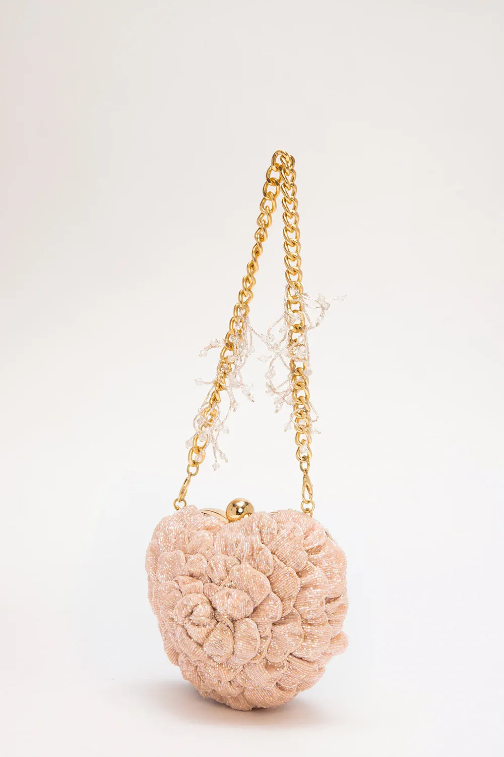 isa beaded heart clutch - blush