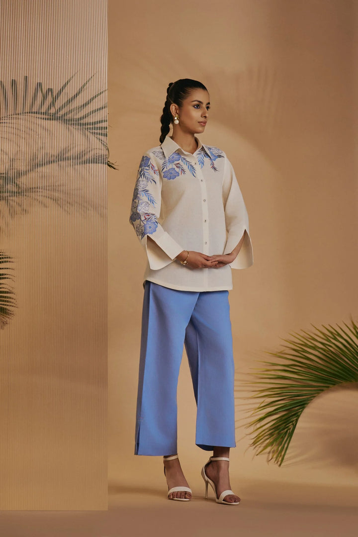 Origani Ivory Blue Flora Co-ord Set