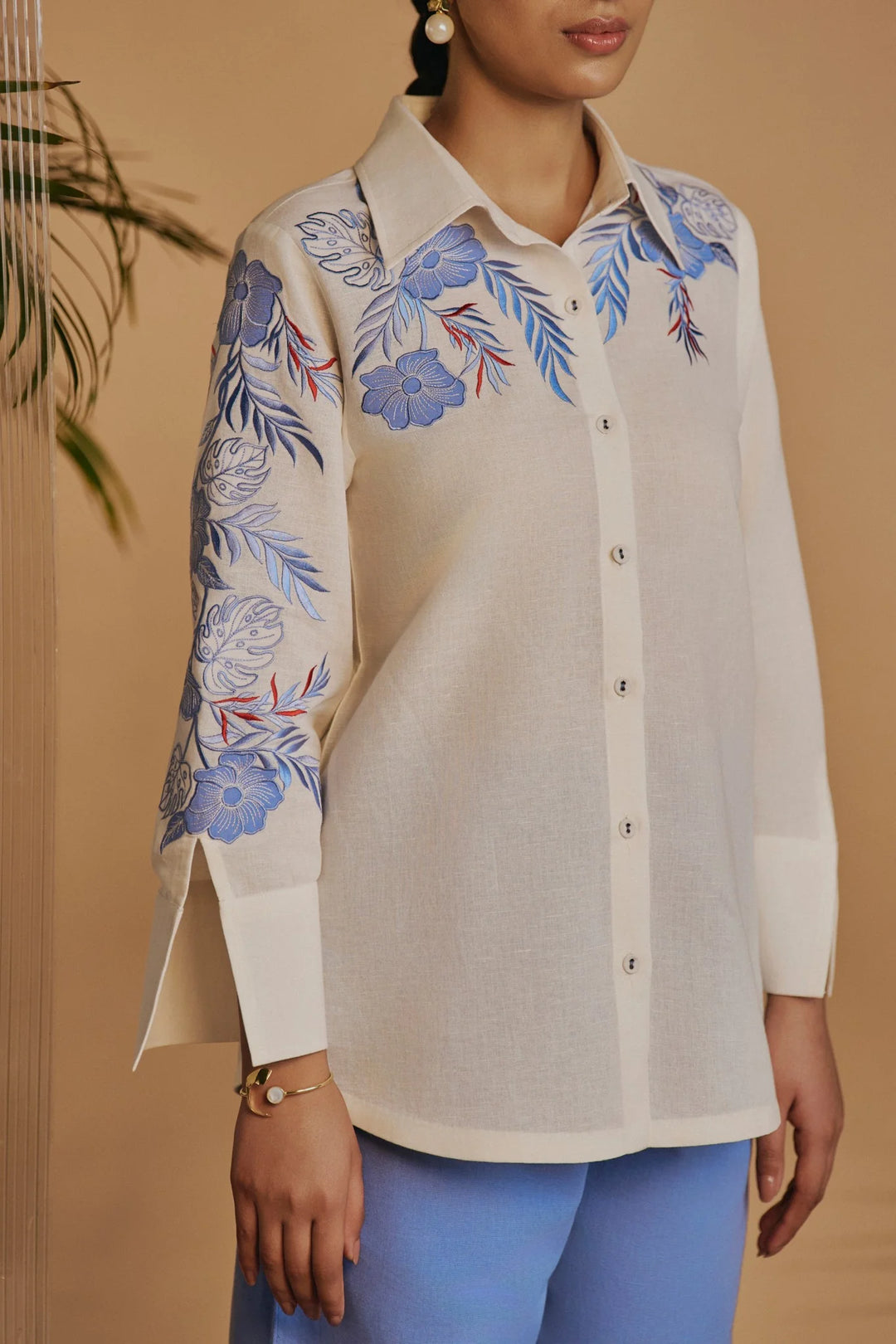 Origani Ivory Blue Flora Co-ord Set