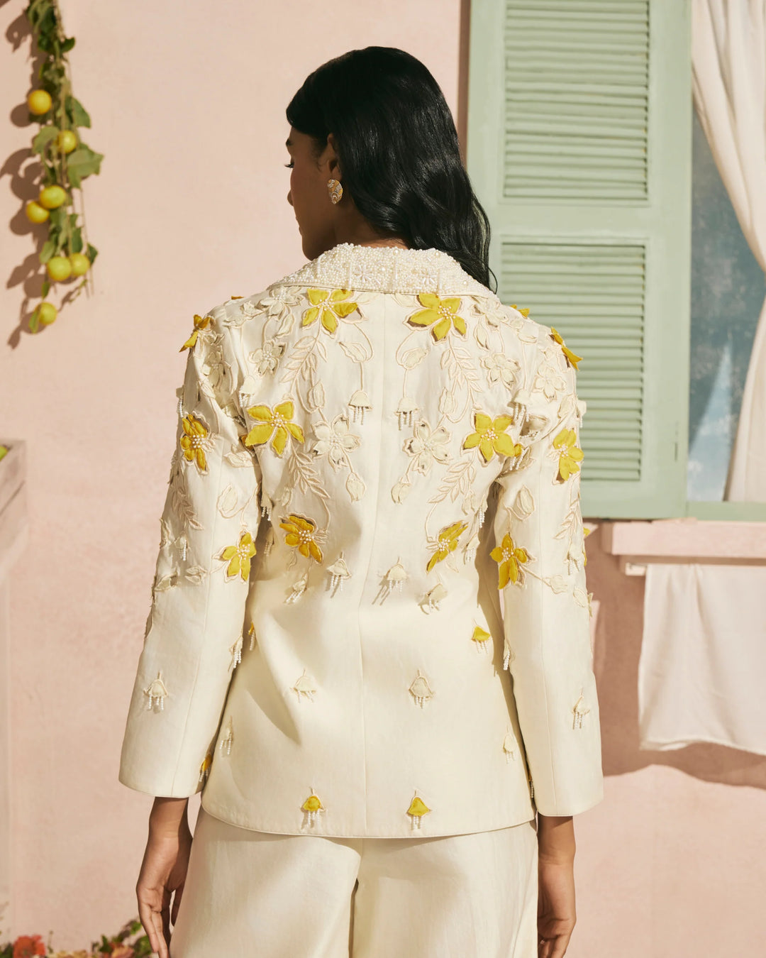 Ivory 3D Applique and Beadwork Blazer