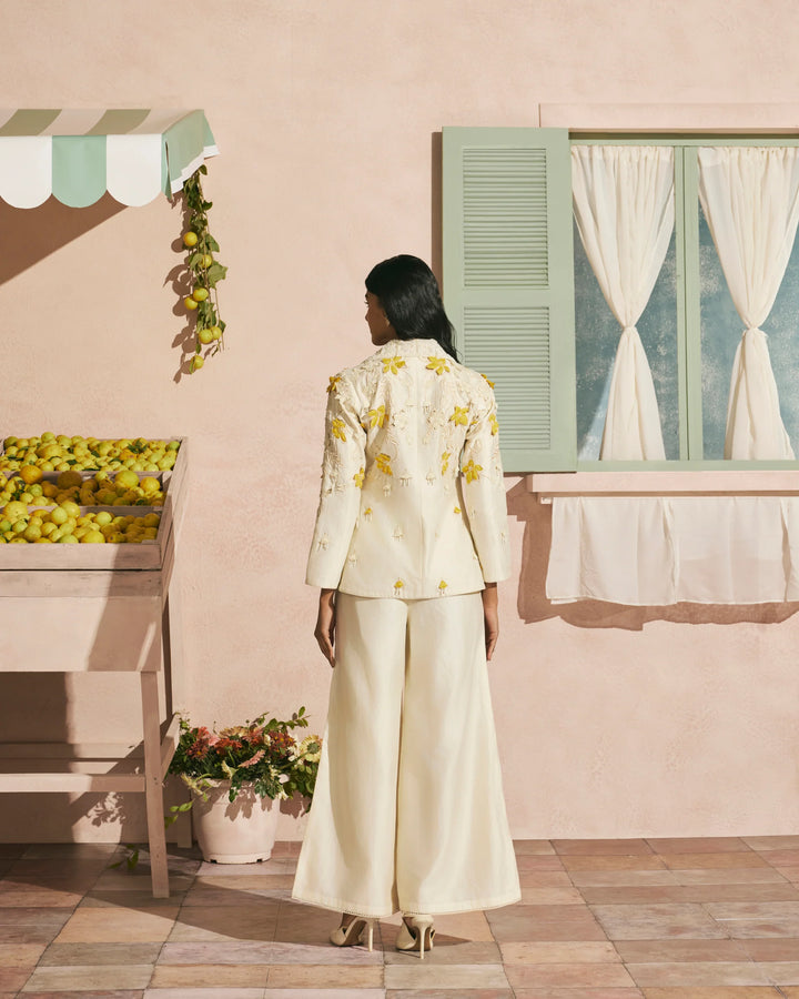 Ivory 3D Applique and Beadwork Blazer