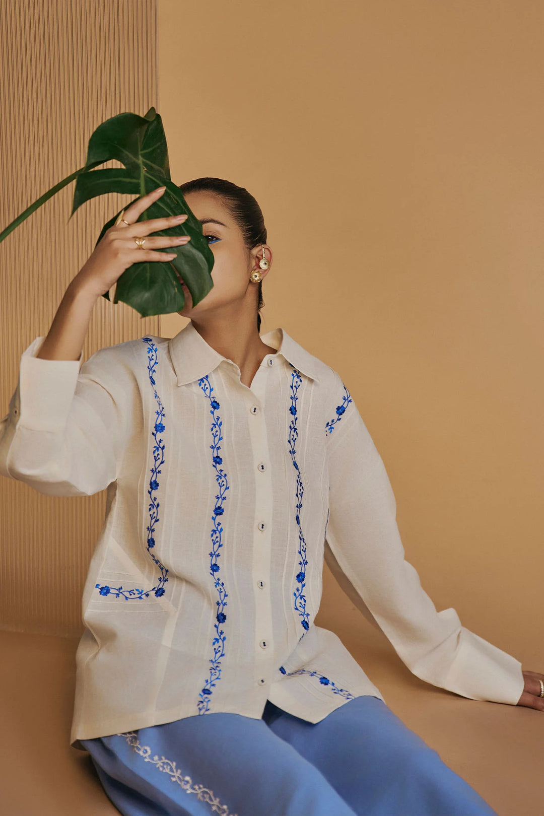 Origani Ivory Blue Reverie Co-ord Set
