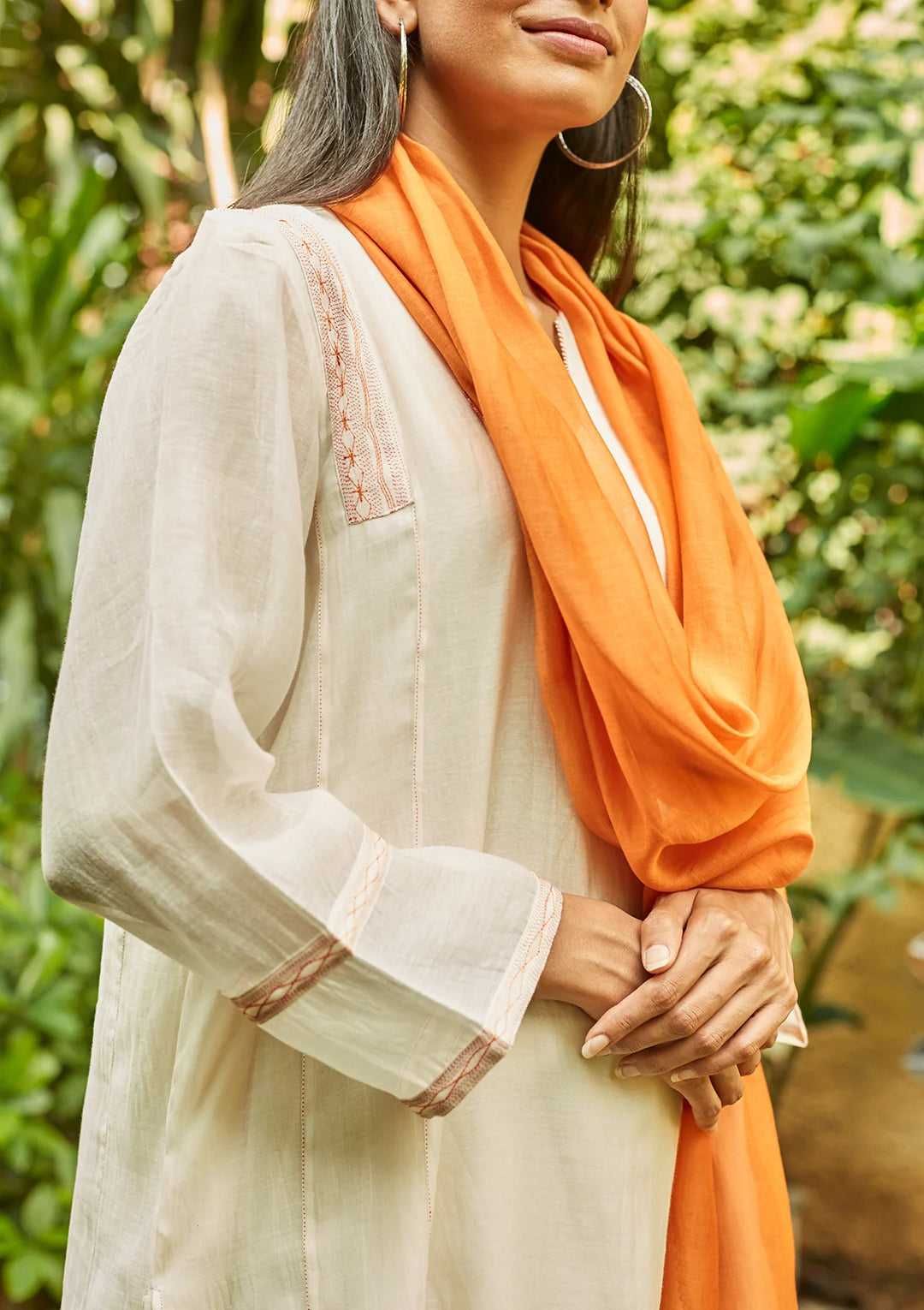 Ivory and Saffron Tagai Work Kurta Set