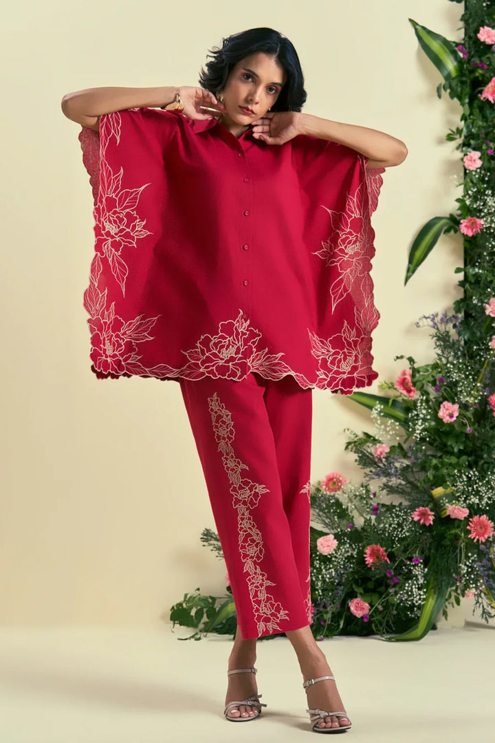 Origani Red Jardin Kaftan Set