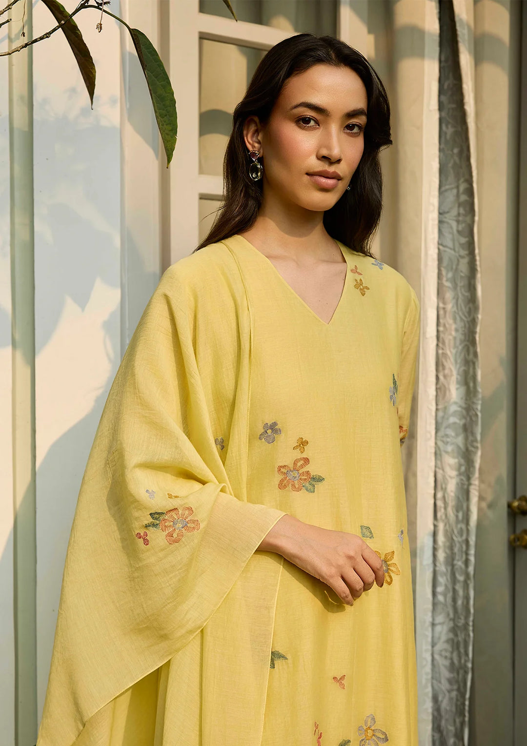 Lemon Embroidered Bloom Kurta Set