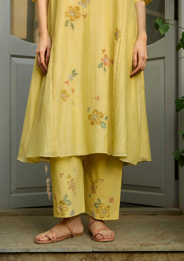Lemon Embroidered Bloom Co-ord Set