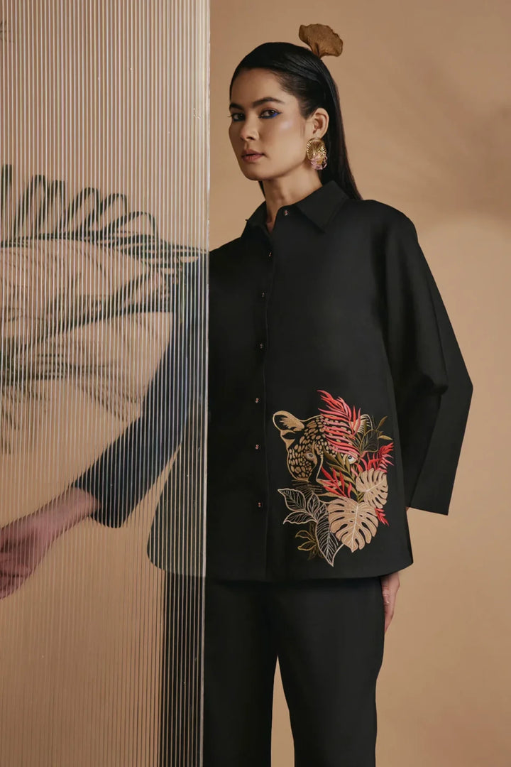 Origani Black Leopard Shirt