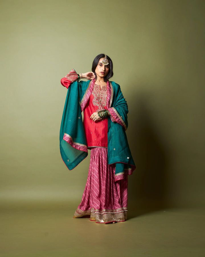 Lal Noorani embroidered kurta set