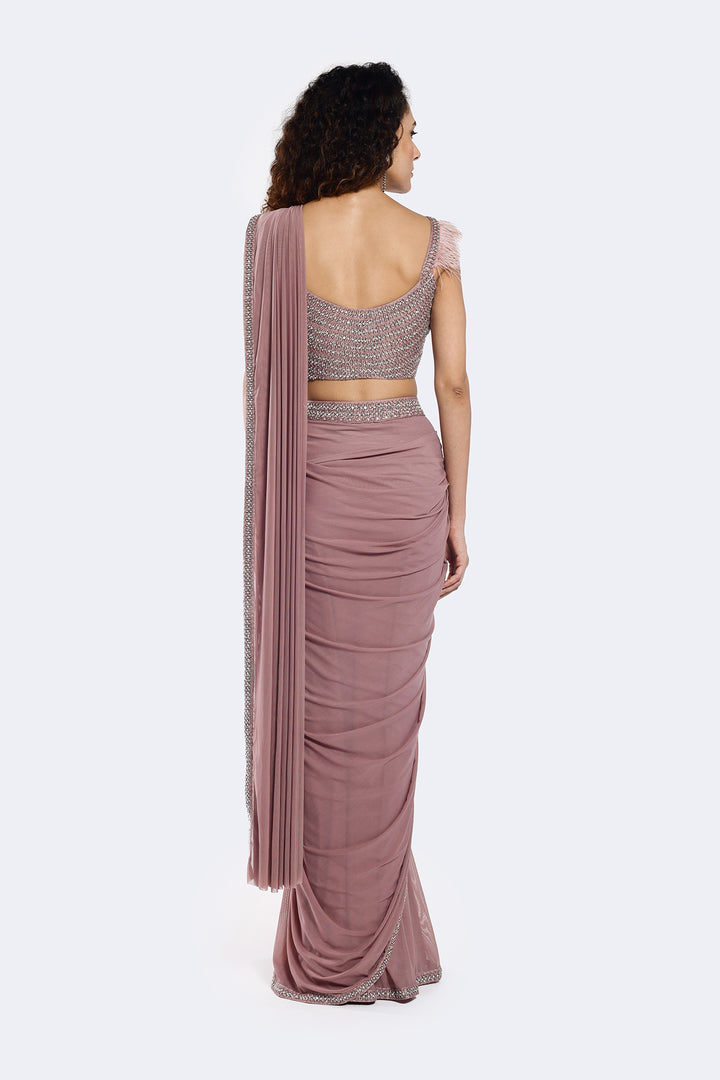 Lilac Swan Drape Saree